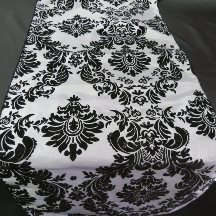 Table Runner DAMASK BLACK AND WHITE