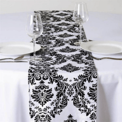 62 1709395008 Table Runner DAMASK BLACK AND WHITE