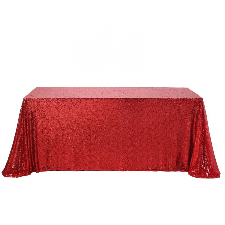 RED Sequin Tablecloth Rectangular 90x156 (8FT)