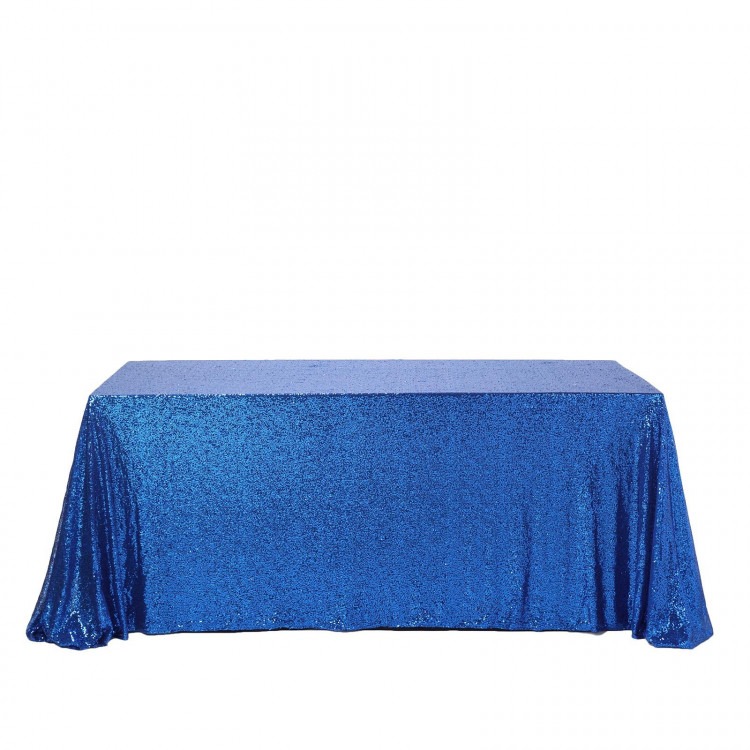 BLUE Sequin Tablecloth Rectangular 90x156 (8FT)