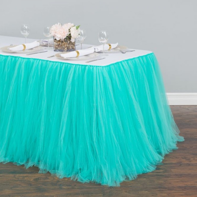 Tablecloth Tutu Table Skirt Aqua 90x132 (6FT)