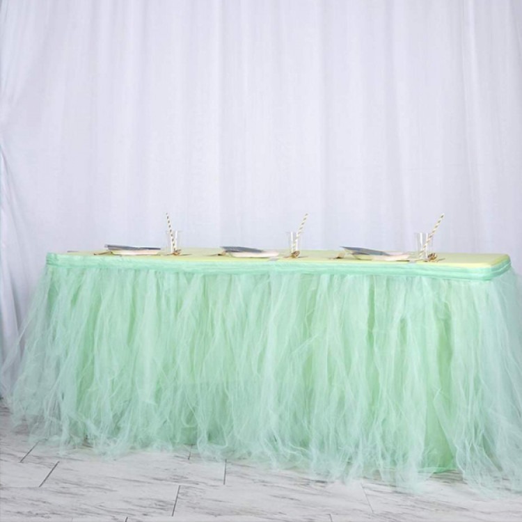 Tablecloth Tutu Table Skirt Mint 90x132 (6FT)