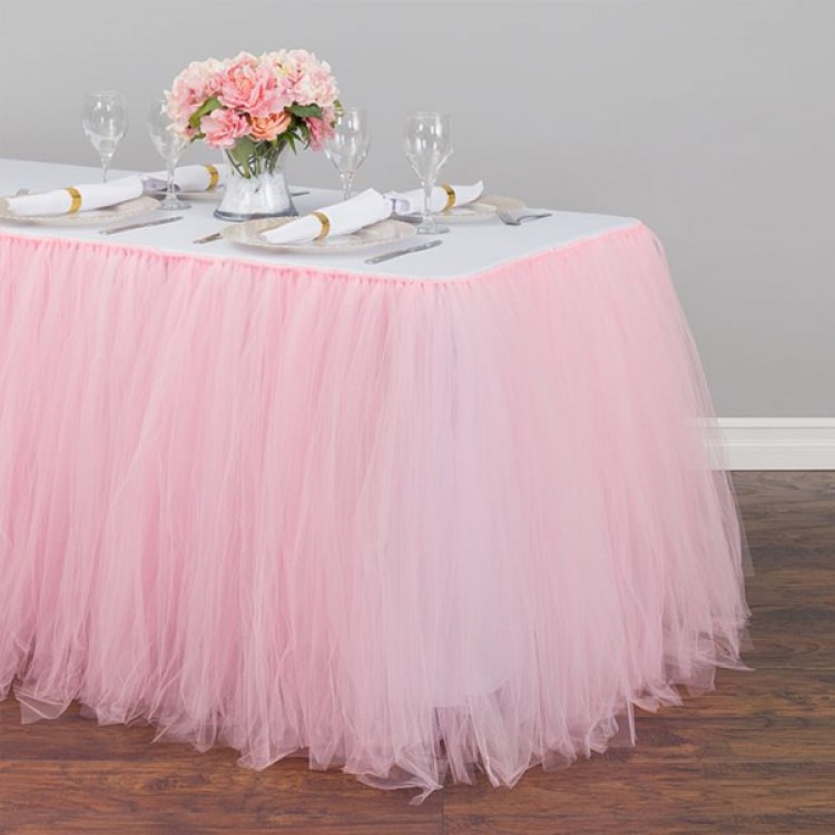 Tablecloth Tutu Table Skirt Light Pink	 90x132 (6FT)